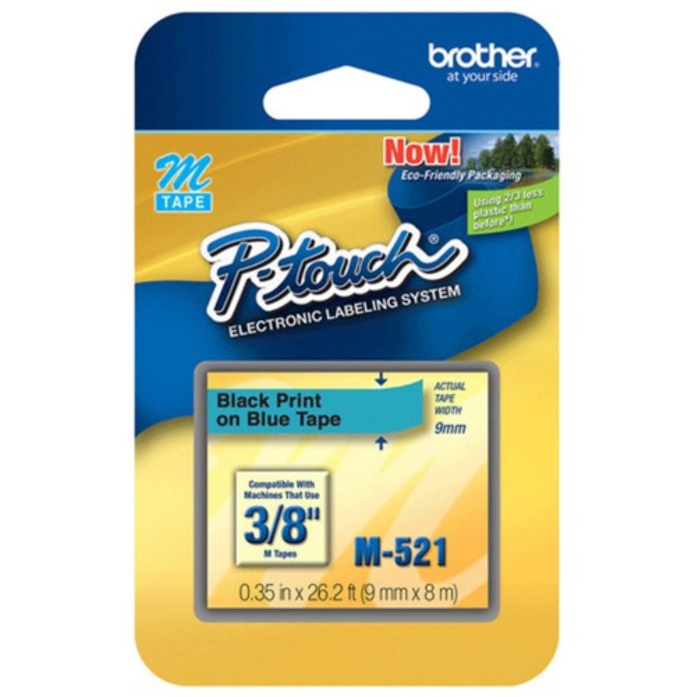 Brother M-521 Black on Blue 9mm tape (Item no: B M-521 (9MM))